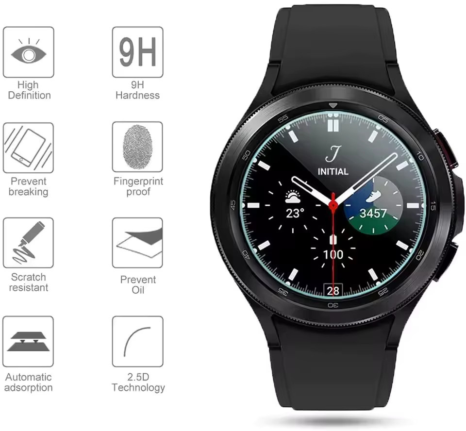Samsung Displayschutzfolie Glas, 5 Stück, Galaxy Watch6 Watch5 Watch4 Watch3 - Bild 2