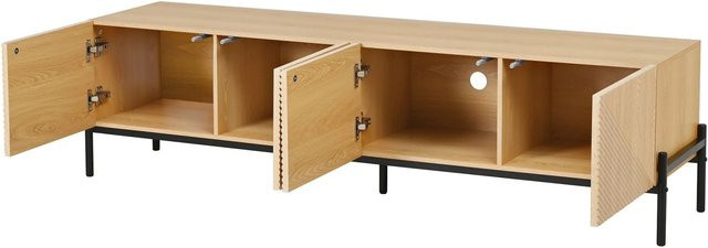 okwish TV Schrank mit 4 Türen und 3D Struktur für dein Wohnzimmer in Natur, B/T/H: 163,5 x 40 x 45 cm - Bild 1
