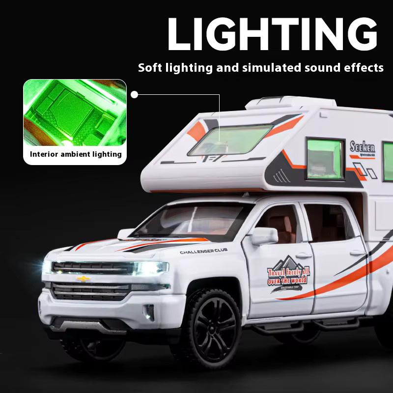 CCA Camper-Modellspielzeug, 1:32, Metall, mit Licht und Sound, Blau - Bild 3