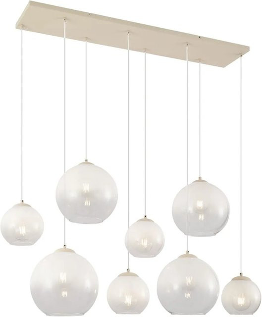 QAZQA Art Deco Hängelampe Sandra in Beige mit weißem Glas und 8 Leuchtmitteln - Bild 1