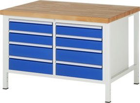 Rau Werkbank 8477A2 in Weiß mit 8 Schubladen, B/T/H: 125,0 x 90,0 x 84,0 cm - Bild 1
