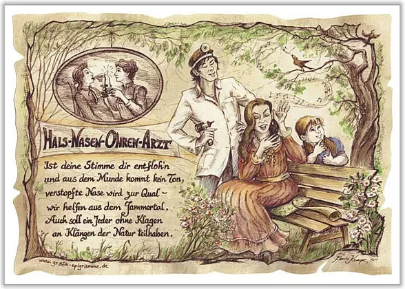 Zunftbild HNO Arzt als Vintage Paper Poster in A4 auf Antikpapier, mehrfarbig - Bild 1