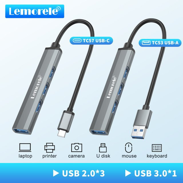 Lemorele USB-C Hub mit 4 USB 3.0 Ports als Multi-Splitter-Adapter für Laptop und MacBook Pro - Bild 1