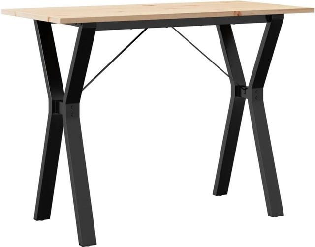vidaXL Esstisch mit Y-Gestell aus Massivholz Kiefer und Gusseisen in Braun, B/T/H: 100 x 50 x 75 cm - Bild 1