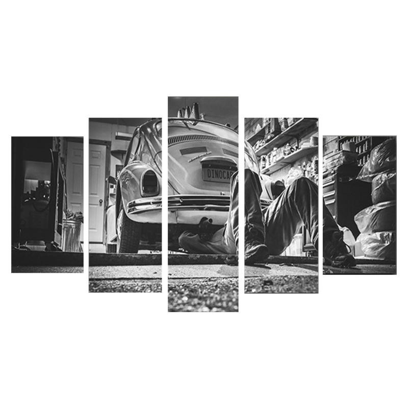 Modulares 5-Panel Wandbild von aidegou31 mit Landschaft und altem Auto als HD-Druck auf Leinwand, Multicolor, B/H: 20 x 35 cm (2 Stück), 20 x 45 cm (2 Stück) und 20 x 55 cm (1 Stück) - Bild 2