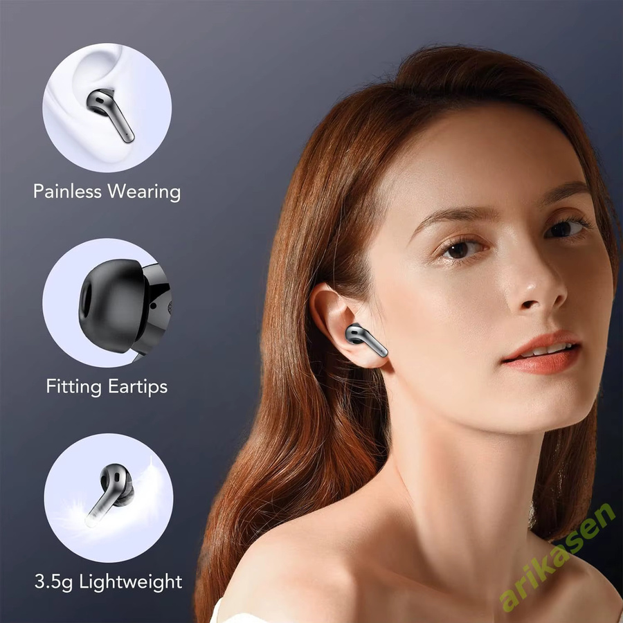Arikasen Kabellose Bluetooth In-Ear Ohrhörer in Schwarz mit 52 Stunden Spielzeit, IPX7 Wasserdichtigkeit, 4 Mikrofonen und Geräuschunterdrückung inklusive LED-Anzeige und Ladeetui - Bild 3