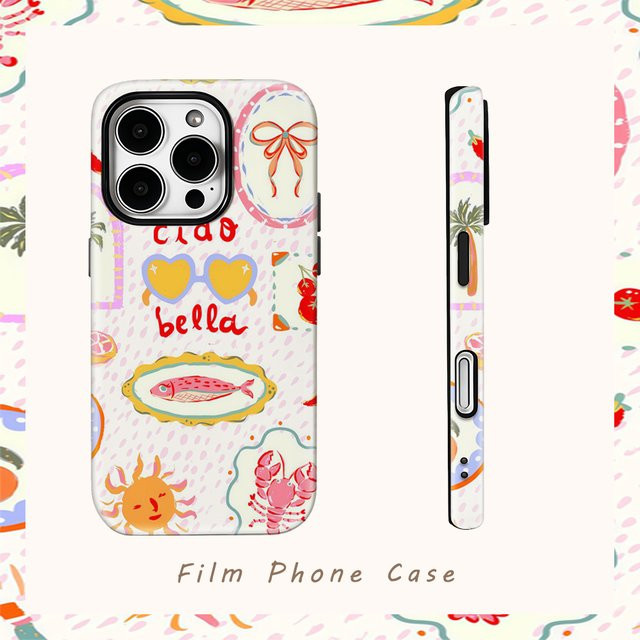 Ciao Bella Handyhülle mit italienischen Motiven für iPhone 17 Pro Max, 16, 15, 14, 13, 12, 11, Multicolor, doppellagige Rückseite - Bild 1