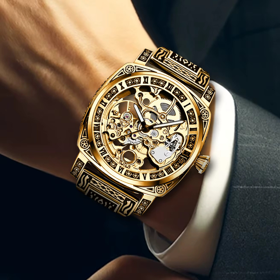 CAROTIF Armbanduhr Automatik, Edelstahl, Gold, Herren - Bild 2