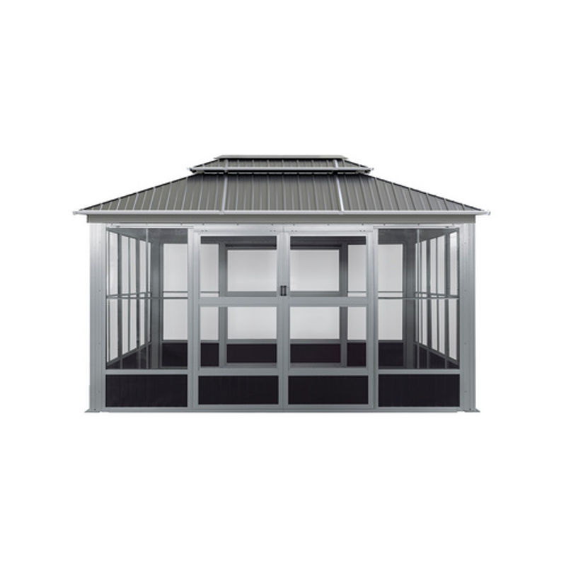 Sojag Pavillon Wintergarten Olan 1014 in Schwarz mit Schiebetüren und Soft-PVC-Folienfenstern, B/T/H: 436 x 311 x 291 cm - Bild 2