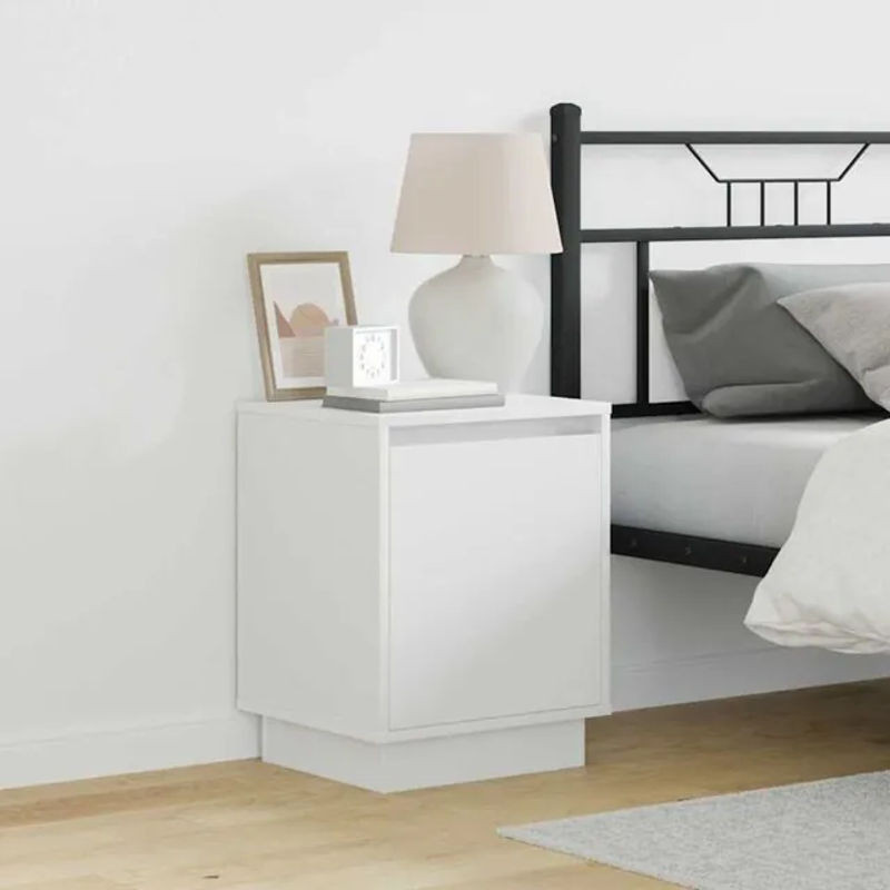 Vidaxl Nachttisch in Weiß aus Holzwerkstoff, modern und minimalistisch, B/T/H: 39 x 34,5 x 50 cm - Bild 1