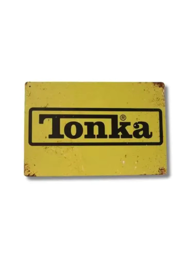 Tonka Blechschild im Vintage-Stil für Spielzeug-LKWs, gelbes Metallschild zur Dekoration, Breite: 30,0 cm, Höhe: 20,0 cm - Bild 2