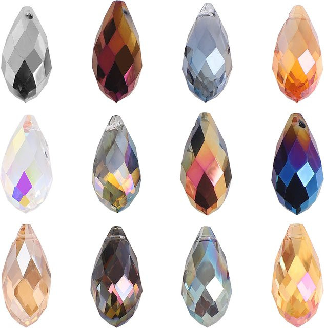 kingshine Anhänger Kristall, Glas, Weiß, Tropfen, 10x20/12x25mm, Unisex - Bild 1