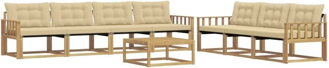 vidaXL Outdoor-Sofagarnitur 8-teilig aus Massivholz Akazienholz mit Textilene-Bezug und Polstern in Weiß und Beige - Bild 1