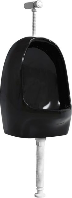 Wandhängendes Urinal mit Spülventil aus Keramik von Yiwydaa in Schwarz, B/H/T: 40,0 x 24,5 x 30,0 cm - Bild 1