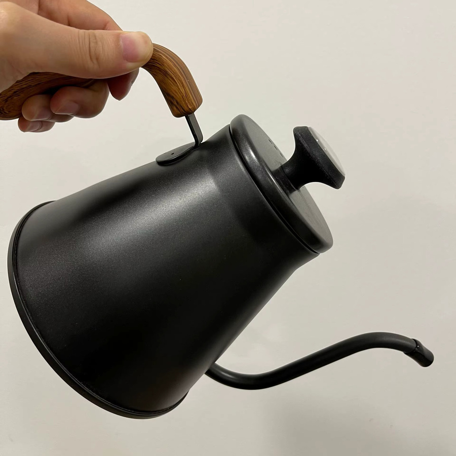 Kanone Kaffeekessel aus Edelstahl 304 in Silber und Schwarz mit 1,2 l Volumen und langem Auslauf zur Temperaturregelung für Tee und Kaffee - Bild 2