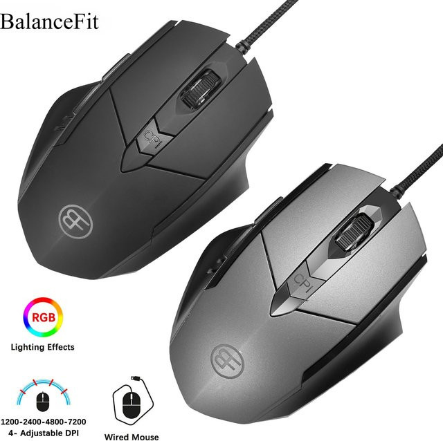 BalanceFit Ergonomische Gaming-Maus mit RGB-Beleuchtung, 7200 DPI, 6 Tasten, Schwarz - Bild 1