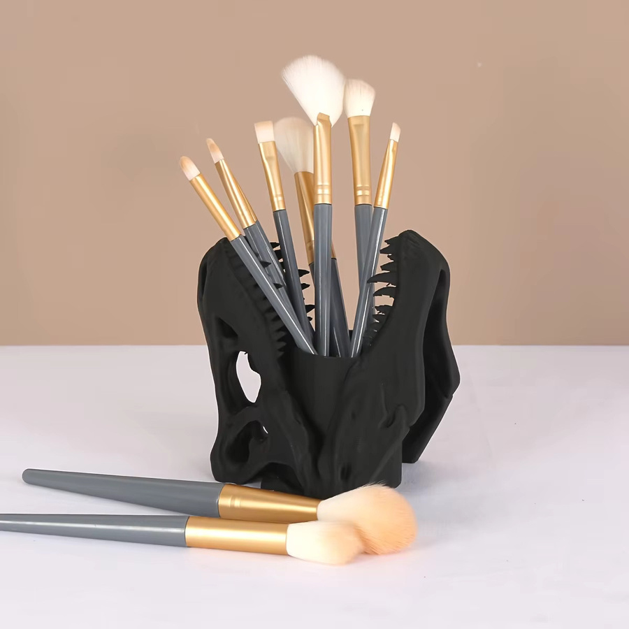 Dinosaurier-Totenkopf-Stifthalter in Schwarz aus Kunststoff als 3D-gedruckter Desktop-Organizer - Bild 5
