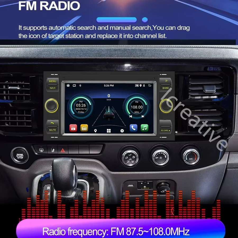 Icreative 2Din Android Autoradio mit GPS und Carplay in Schwarz für Ford Focus, Mondeo, S-Max, C-Max, Kuga, Galaxy, Fiesta, Transit, Fusion und Connect - Bild 2