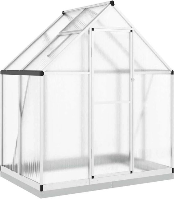 Furnicato Gewächshaus aus Aluminium mit Fundamentrahmen und Polycarbonat in Silber, B/T/H: 169 x 114 x 202 cm - Bild 1