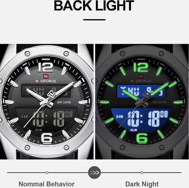 NAVIFORCE Armbanduhr, Quarz, Silikonarmband, Schwarz, Herren - Bild 1