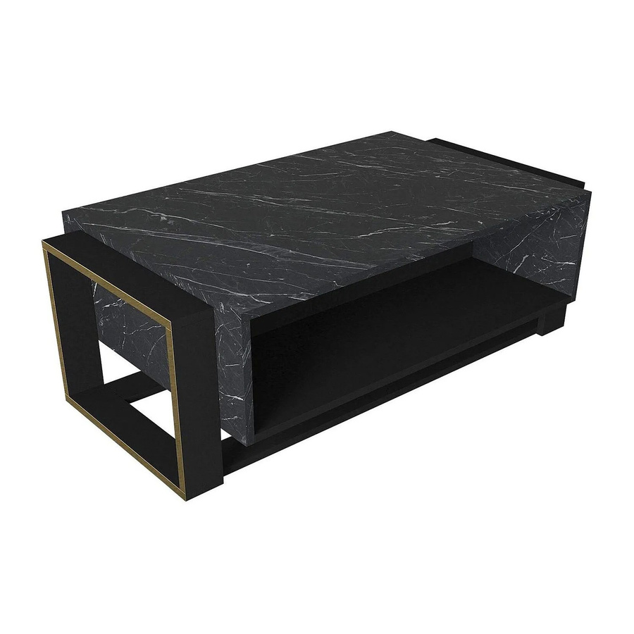 Couchtisch Comebi in Schwarz mit Marmor-Optik und Gold-Details, rechteckig, Breite: 106,4 cm - Bild 2