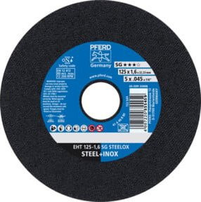 PFERD Trennscheibe EHT SG STEELOX für Stahl und Edelstahl, Durchmesser: 125 mm, Dicke: 1,6 mm, Bohrung: 22,23 mm, Farbe: Schwarz - Bild 1