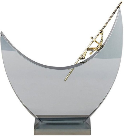 Nordische geometrische Halbmond-Skulptur aus transparentem Kristall, Little Man in the Boat M1002673, Dekoration für Wohnzimmer und Schlafzimmer