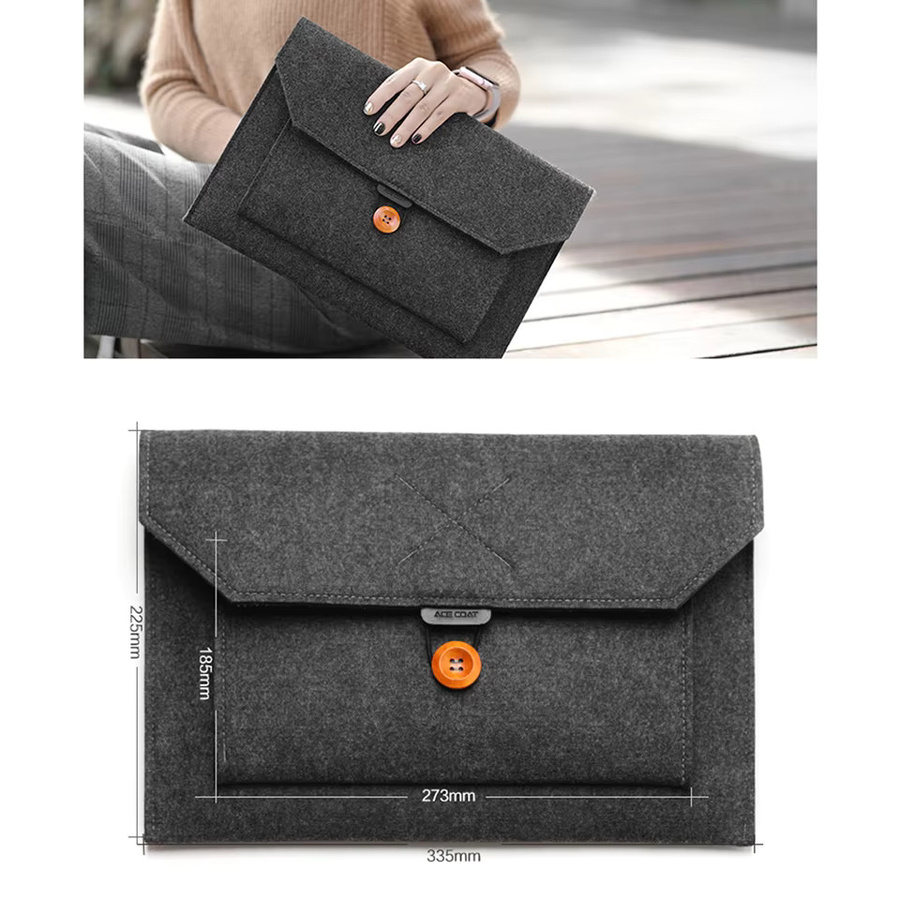 Acoki Laptop-Hülle aus Filz in Grau für Notebook und Tablet mit mehreren Taschen für Apple MacBook und Asus - Bild 3