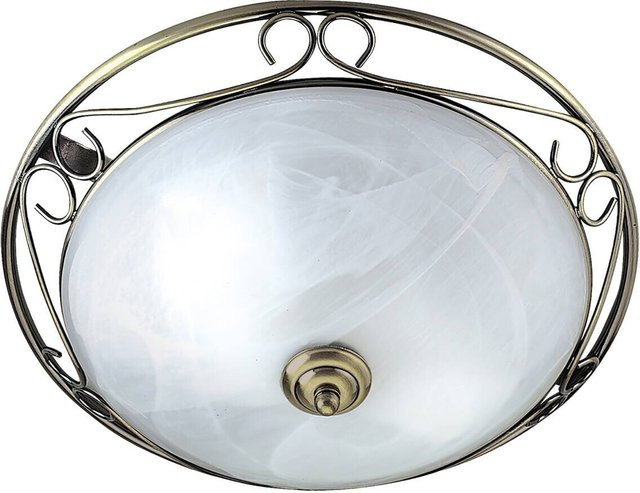 Searchlight Deckenleuchte Weybridge in Antik-Messing aus Stahl und Glas mit 2 E14 Fassungen, Durchmesser: 37 cm, Höhe: 16 cm - Bild 1