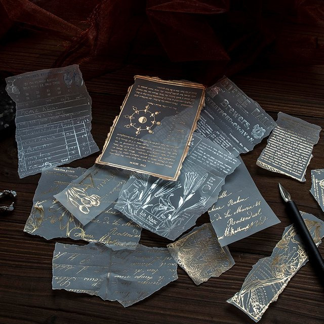 Yoofun Scrapbooking Set aus Papier in Gold und Silber, 10 Stück dekoratives Bastelmaterial für Junk-Tagebuch, Karten und Alben - Bild 1