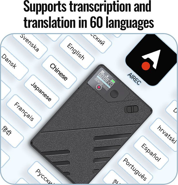 luxuglow AI Voice Recorder mit ChatGPT App-Steuerung in Schwarz für Echtzeit-Übertragung, Audio-Zusammenfassung, Übersetzung und Mind Map von Telefonanrufen - Bild 1