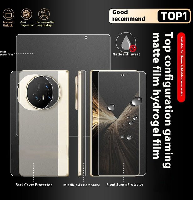 4-in-1 Hydrogel-TPU-Displayschutzfolie für Honor Magic V5, matte Ganzkörper-Schutzfolie für Innen und Außen, transparent - Bild 1