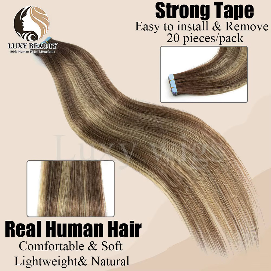 luxy beauty Tape In Haarverlängerungen Echthaar, 20 Stück, Schwarz - Bild 2