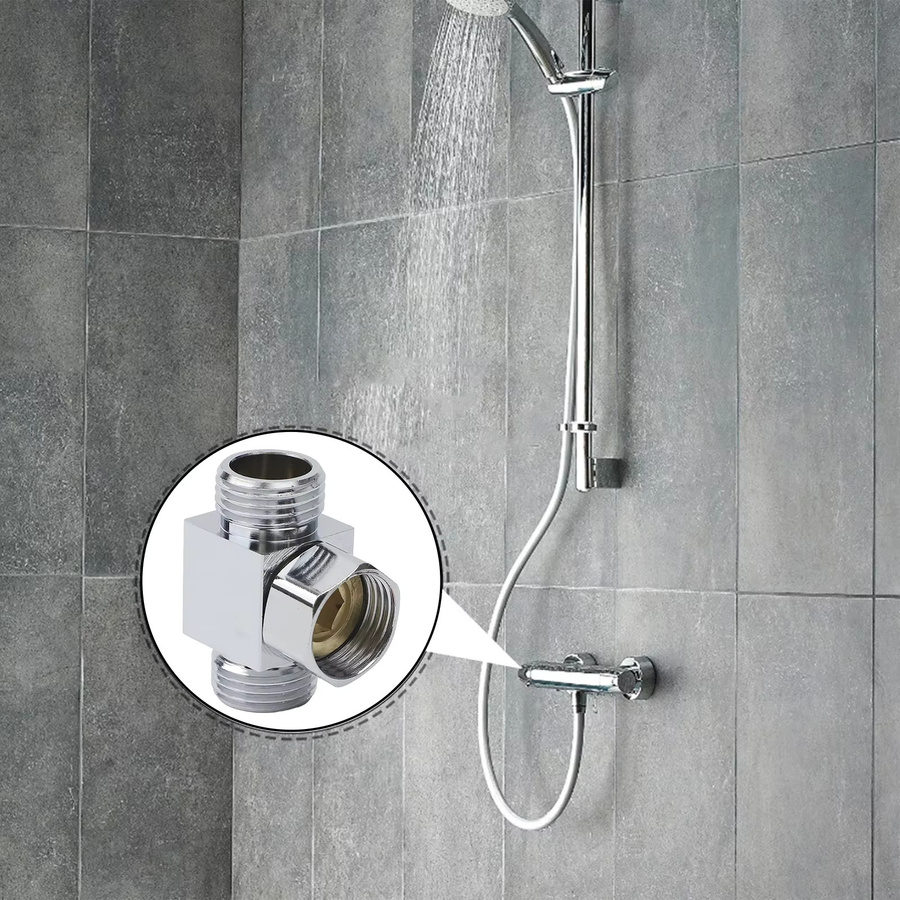 3-Wege-Wasserhahn-Splitter aus Messing in Silber als Duschadapter für dein Badezimmer - Bild 2