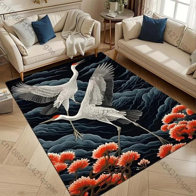 Anti-Rutsch Teppich mit 3D HD Reiher-Motiv für Wohnzimmer und Büro, maschinenwaschbar, B/T: 60 x 40 cm - Bild 1