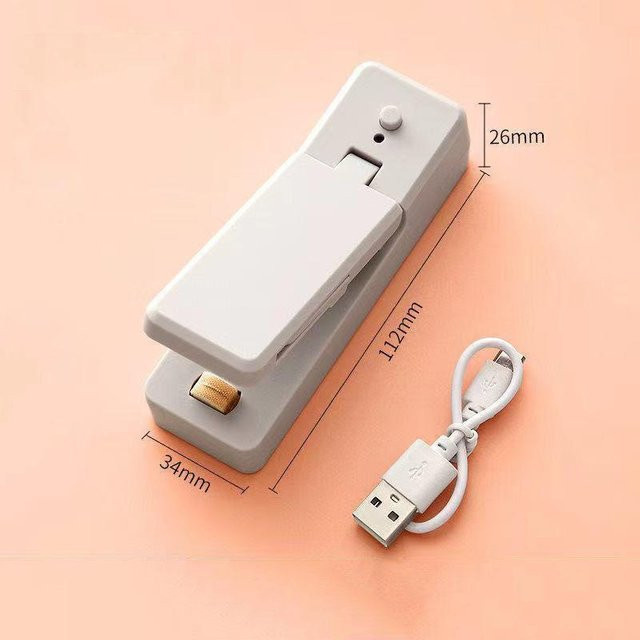 YJSTY 2 in 1 Mini Sealer wiederaufladbare tragbare Lebensmittelbeutel-Versiegelungsmaschine für Kunststoff- und PVC-Beutel in Weiß - Bild 1