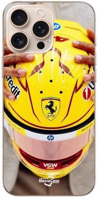 Ferrari iPhone 16 Pro Max Schutzhülle in Schwarz und Gelb mit weichem Material - Bild 1