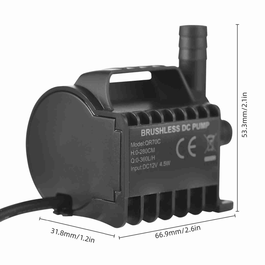 Elektrische 12V Tauchwasserpumpe mfySpace QR70C Schwarz mit 360L/H Förderleistung und 2,8m Förderhöhe - Bild 6
