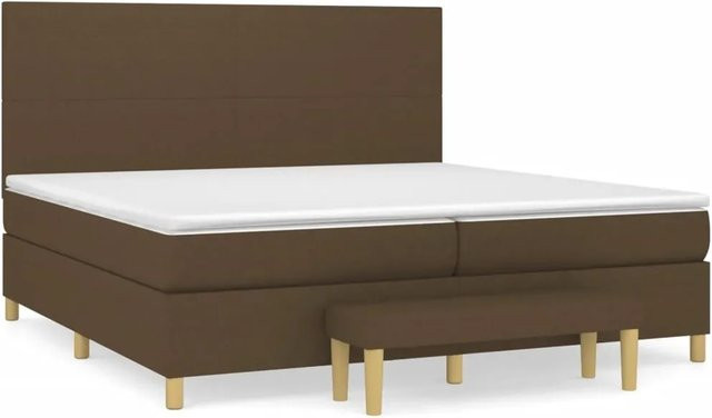 vidaXL Boxspringbett Hybrid mit Matratze und Taschenfederkern, Dunkelbraun und Weiß, B/T/H: 200 x 200 x 203 cm - Bild 1