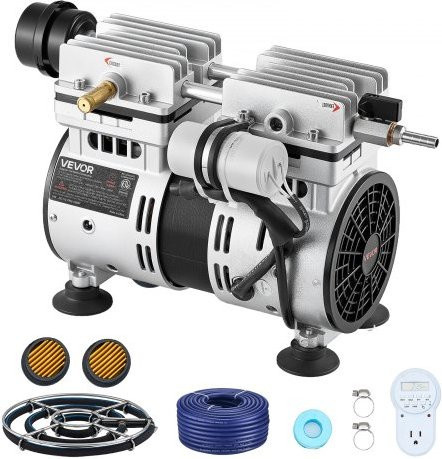 VEVOR Teichbelüfter Set mit 550W Luftkompressor und 360° Nano-Diffusorplatte in Silber - Bild 1