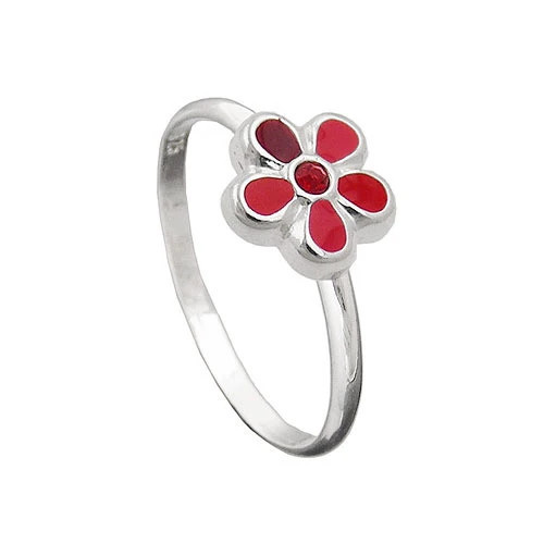 SIGO Ring Kinder, Blume, rot, 925 Silber, Ringgröße 42 - Bild 1