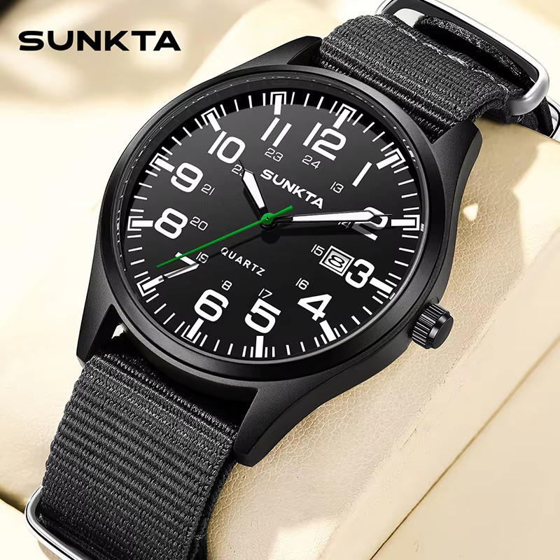 LIGE Armbanduhr Quarz, Nylon Strap, black green, Herren - Bild 5