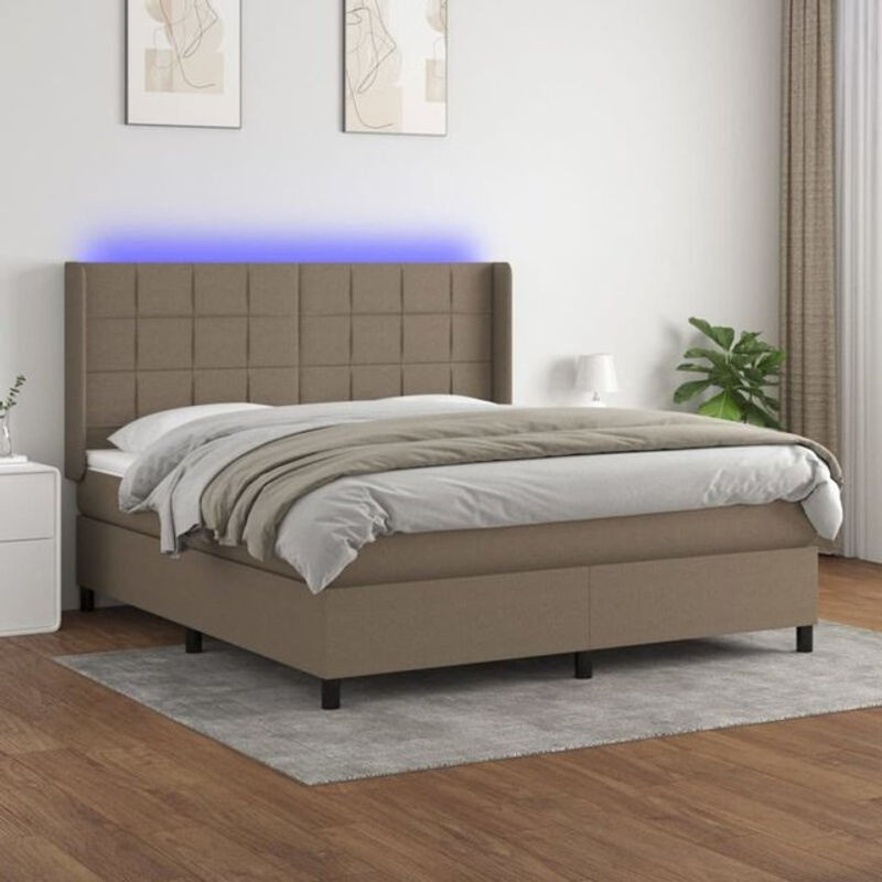 vidaxl Boxspringbett mit Matratze in Taupe meliert, Stoff und Holz, B/T/H: 160 x 200 x 118 cm - Bild 1