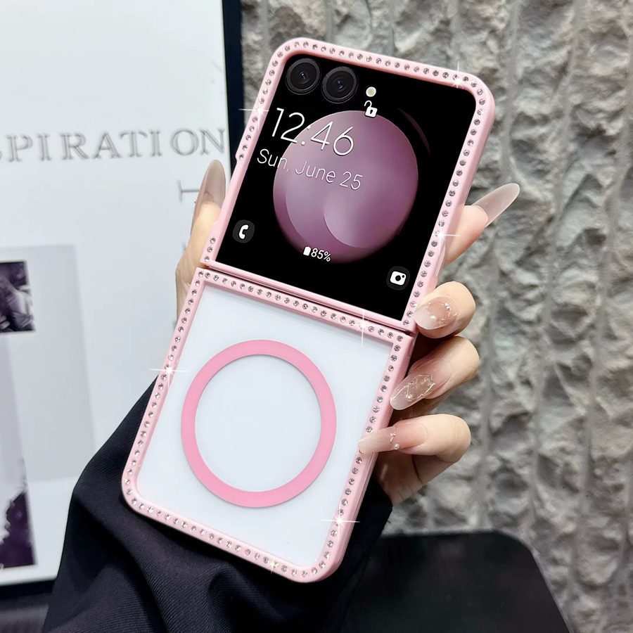 Doppelseitige Diamant-Handyhülle für Samsung Galaxy Z Flip 7FE, Flip 6, 5, 4, 3 und Flip 7 in Purple und Pink - Bild 2