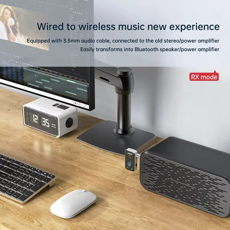 Kebidumei Bluetooth 5.3 Sender und Empfänger Adapter mit 3,5 mm Klinkenanschluss für Auto, Kopfhörer und Lautsprecher - Bild 3