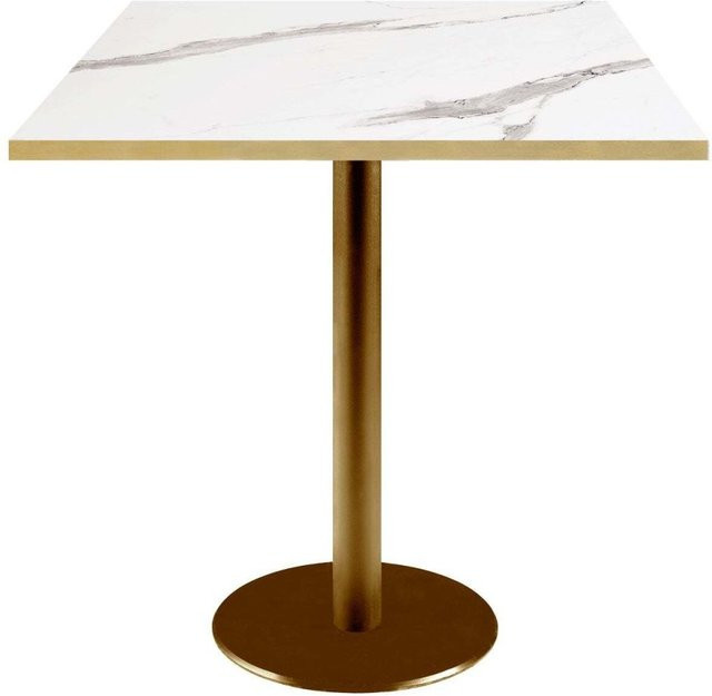 RestooTab Tisch Rome quadratisch mit weiß-grauer Platte und goldmetallic Gestell, B/T/H: 70 x 70 x 75 cm - Bild 1