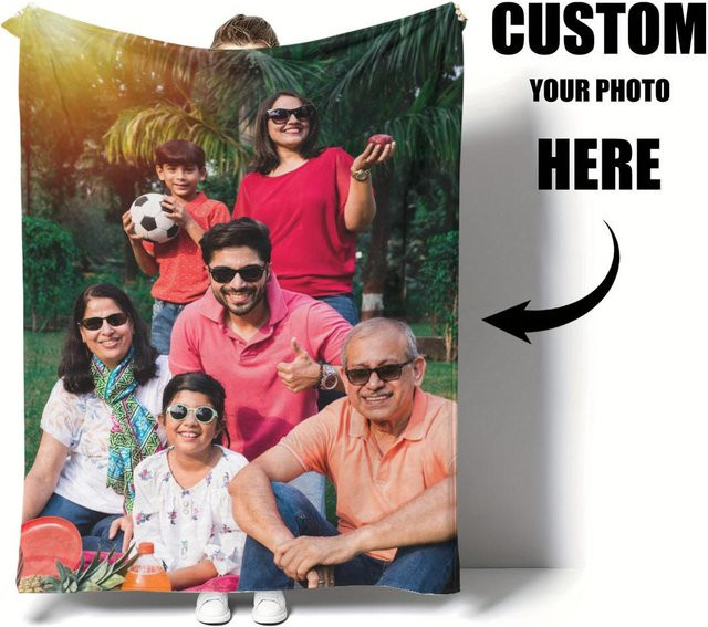 Personalisierte Flanelldecke mit individuellem Foto von SRH in Multicolour, weiche und warme Polyesterdecke für dich - Bild 1