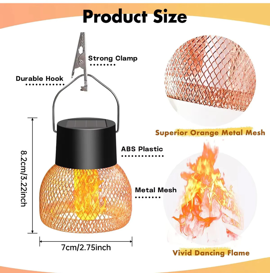 Leclstar Solar Laterne mit Flammen-Effekt, Wasserdichte LED Gartenlampe in Schwarz mit warmweißem Licht für Outdoor, Hof und Camping - Bild 3