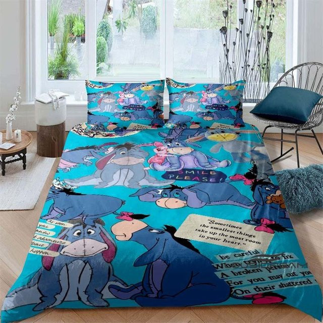 I-Aah Bettwäsche-Set mit 3D-Cartoon-Muster in Blau, King-Size, B/H: 260 x 240 cm - Bild 1