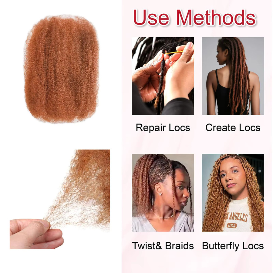 htonicca Afro Kinky Curly Bulk Echthaar, Braun - Bild 2